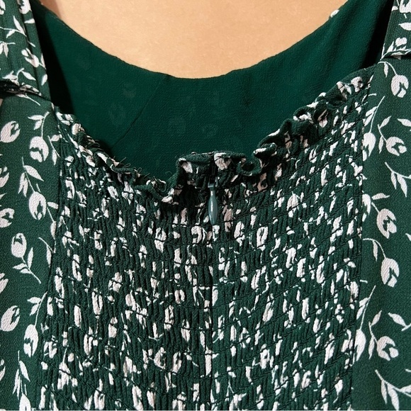Reformation Christine Dress Susanna Green Floral Tie Shoulder Mini Dress Size 10 - Picture 12 of 13